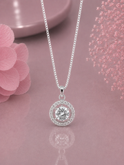 1.1 cm diameter multi cz stone pendant with an 18'' chain in pure silver