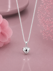 Hollow heart motif pendant with an 18'' chain in pure silver