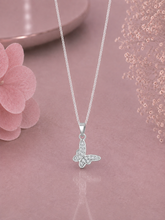 Butterfly pendant with cz stones with an 18 inch chain in pure silver