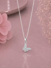 Butterfly pendant with cz stones with an 18 inch chain in pure silver