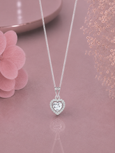 Multi cz stone diamond setting heart pendant with an 18 inch chain in pure silver