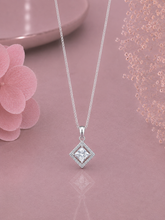 9mm multi cz stone square pendant with an 18’’ chain in pure silver
