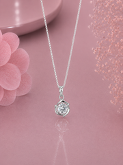 7mm cz stone curved border pendant and an 18’’ chain in pure silver