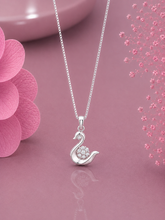Multi cz stone swan pendant with an 18'' chain in pure silver