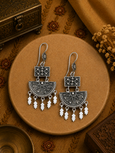 Gypsy style rava work earrings in pure silver