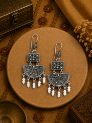 Gypsy style rava work earrings in pure silver