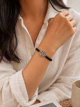 Pure silver Surya Om adjustable hand braided bracelet