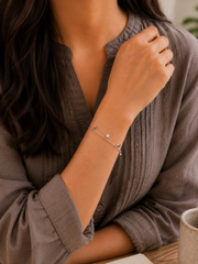 7.5'' long adjustable moon-star bracelet in pure silver