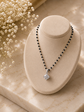 7mm single cz stone grain setting pendant with an 18'' mangalsutra chain in pure silver