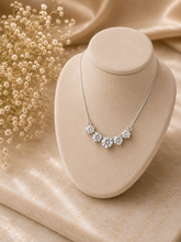 Five cz stone 18'' long necklace in pure silver