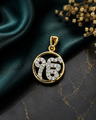 Ek Onkar motif cz stone pendant with 22 kt. gold plating in pure silver