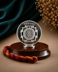 Auspicious Shree Yantra Pure Silver Idol on a rosewood base