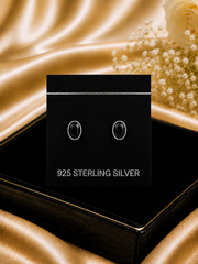 5x7mm oval black cz bezel setting studs in pure silver