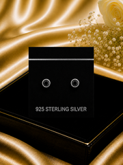 5mm black cz stone bezel setting studs in pure silver