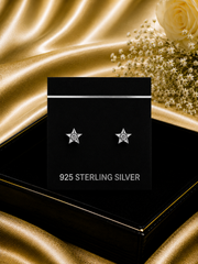 3mm single cz flat star pattern studs in pure silver