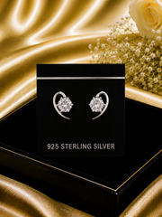 6mm cz stone paisley pattern studs in pure silver