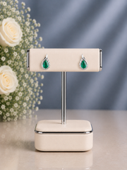 Emerald cz stone studs in pure silver