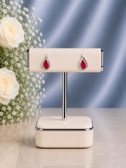 Pure silver ruby pink and cz stone studs