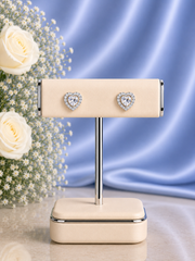 8mm multiple cz stone heart studs in pure silver