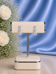 Three cz stone studs in pure silver