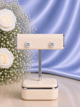 7 mm swarovski cz stone six prong studs in pure silver