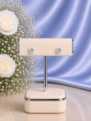 7 mm swarovski cz stone six prong studs in pure silver
