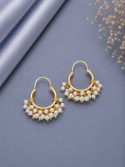 2cm balis with pearl clusters with 22 kt gold plating in pure silver
