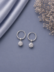 2cm balis with 8mm diameter cz stone drops in pure silver