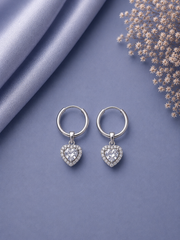 2cm balis with multi cz stone halo heart drops in pure silver