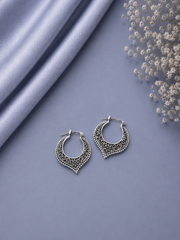 Rajasthani kundal bali with carving work in pure silver
