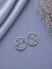 Two flower thin wire work balis in pure silver