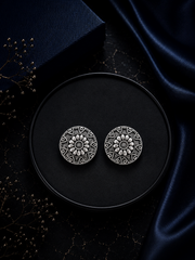 2.5 cm diameter carving rava work studs in pure silver