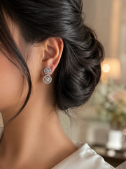 9mm and 1.1 cm multi cz stone attached studs in pure silver