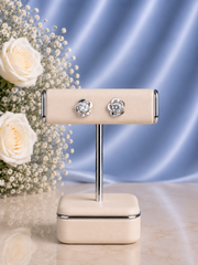 6mm cz stone five petal flower studs in pure silver