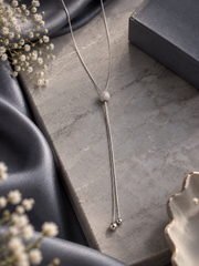 Adjustable studded ball Italian necklace in pure silver