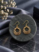 Jaali work round hangings with 22 kt gold plating in pure silver