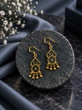 Rava work earrings made in pure silver with 22 kt antique gold plating