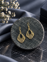 Jaali (filigree) work earrings with 22kt gold plating in pure silver