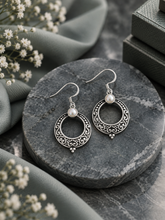 Pure silver round oxidized finish hangings