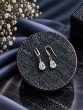 Tear drop cz stone pattern hangings in pure silver