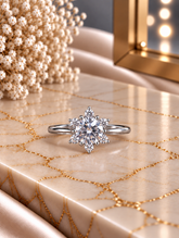 Multi cz flower pattern ring in pure silver