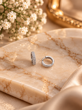 Two line cz half studded balis in pure silver