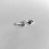 Small round flat rava motif thin band toe ring in pure silver (one pair)