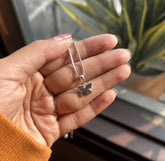 Flat butterfly pendant with an 18'' chain in pure silver