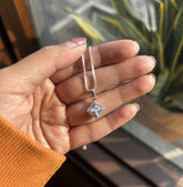 9mm multi cz stone square pendant with an 18’’ chain in pure silver