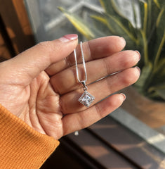 9mm multi cz stone square pendant with an 18’’ chain in pure silver