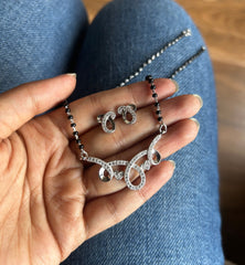 Multi cz Mangalsutra Set - 5 in pure silver