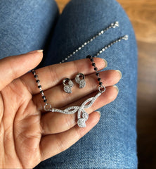 Multi cz Mangalsutra Set - 3 in pure silver