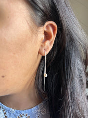 5mm pearl sui dhaaga (threader) earring in pure silver