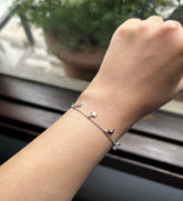 7.5'' long adjustable moon-star bracelet in pure silver